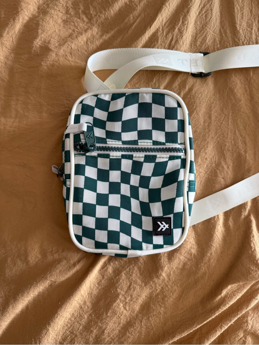 Checkerboard Crossbody Bag in Green and White by